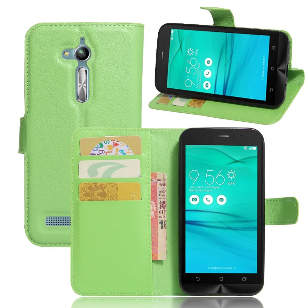 Luxury High Quality PU Leather Case for ASUS Zenfone Go ZB500KL/ZB500KG Cover With Credit Card Holder Stand Function | Мобильные
