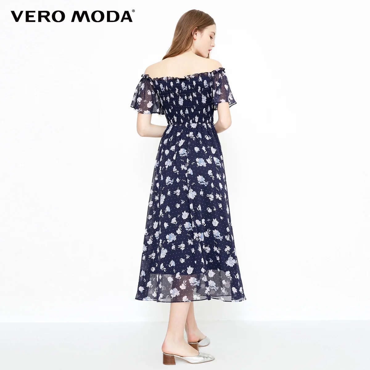 Vero Moda платье Макси/длинное пляжное платье с высокой талией и вырезом лодочкой | 31837B516