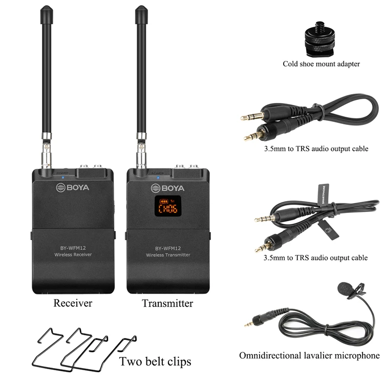 BOYA BY-WFM12 VHF Беспроводная микрофонная система для IOS Android смартфонов, видео зеркалок, видеокамер, аудио рекордеров, вещателей