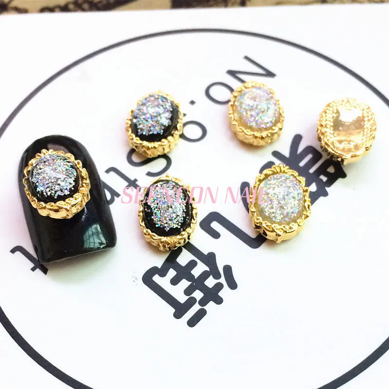 Новинка 20 шт./лот Сплав Блеск Смола Стразы дизайн ногтей Очаровательные золотые