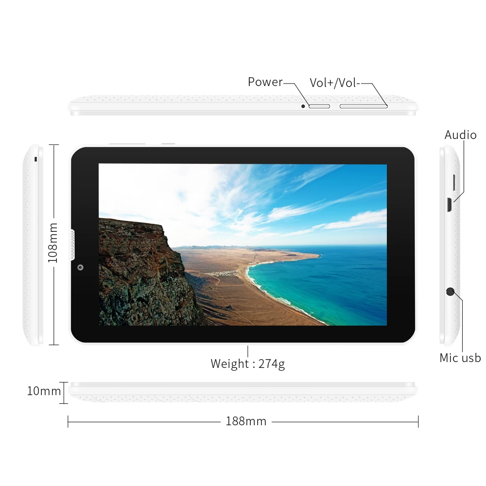 Новое поступление! YUNTAB E706 Android5.1 tablet PC ips screen1024 * 600 поддержка 3G/2 г разблокировать