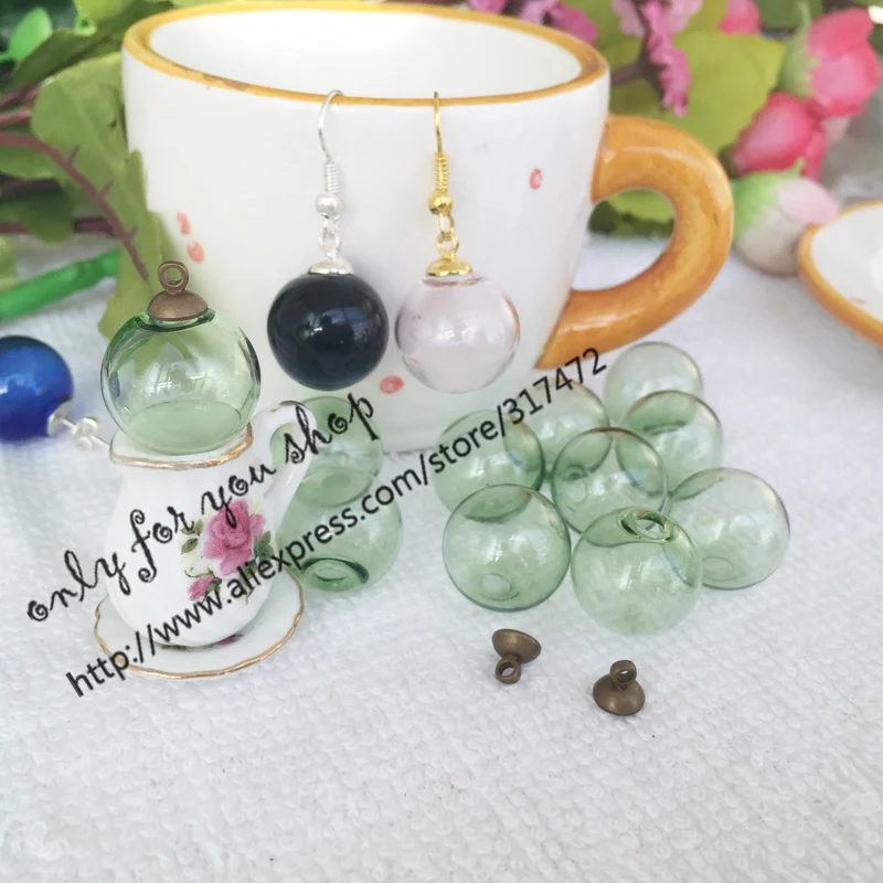 Новинка! 20 компл./Лот набор стеклянных пузырей и базовых крышек зеленых цветов