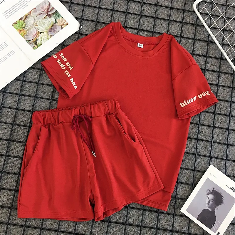 Женский повседневный комплект из 2 предметов свободная футболка с буквенным