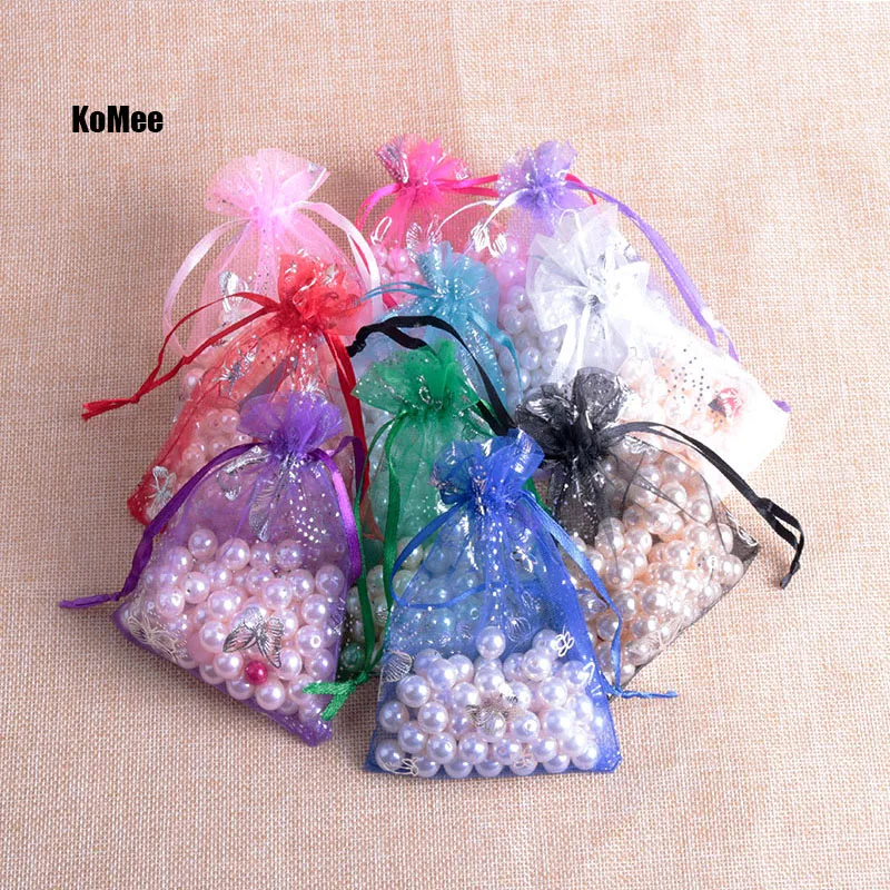 

Jewelry Storage Bag 1000pcs/lot 13x18cm Mixed Color Transparent Organza Tull Sheer Jewelry Gift Packaging Bags Drawstring Pouch