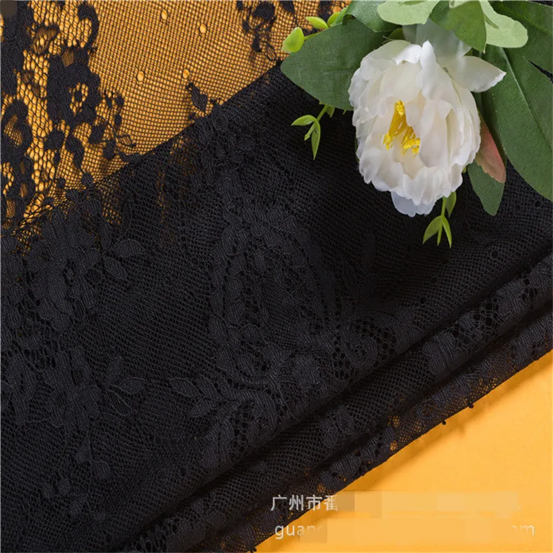 

150cm*300cm High Quality black Net Lace Voile Guipure tulle mesh Lace Fabric For dress European styled luxury wedding dress DIY