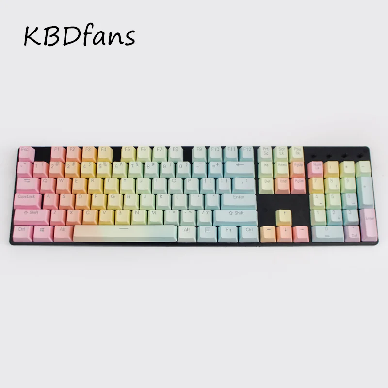 Пустые pbt колпачки для ключей с боковой печатью подсветкой Doubleshot Радужный