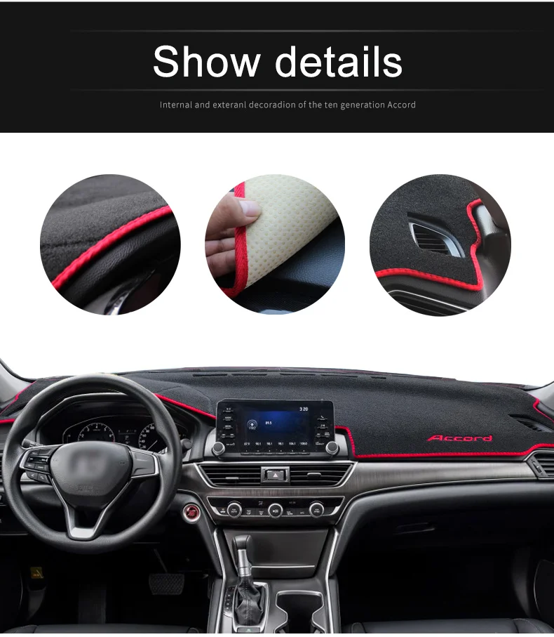 Чехол для приборной панели автомобиля Honda Accord 10th, коврик для приборной панели, коврик для приборной платформы, настольные ковры, накладка на подушку, защитные аксессуары