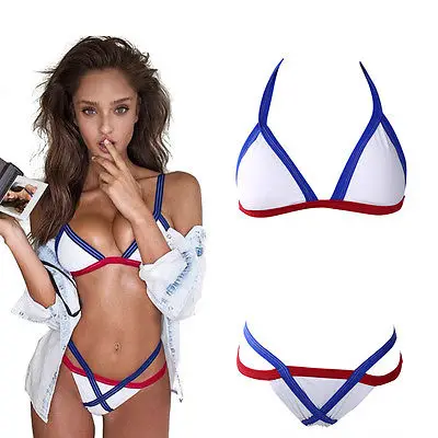 Сексуальный женский купальник в стиле пэчворк Бандажное треугольное бикини