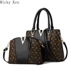 Комплект женских сумок из 2 предметов, кожаная женская сумка-тоут, женская сумка на плечо для женщин, 2019, сумка-мессенджер, Sac a Main