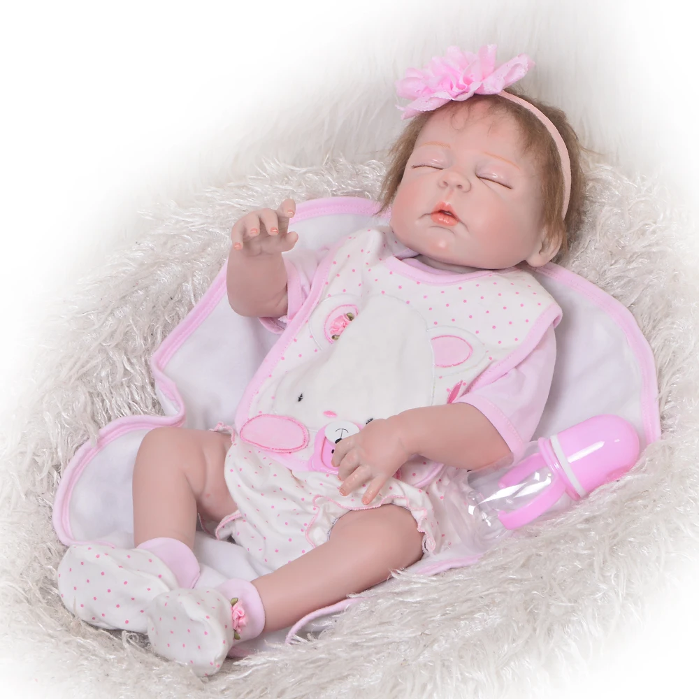 

KEIUMI 23 Inch Full Body Silicone Babies Doll Realistic New Born Baby Girl Fashion Reborn Baby Dolls For Kids Playmates New Gift