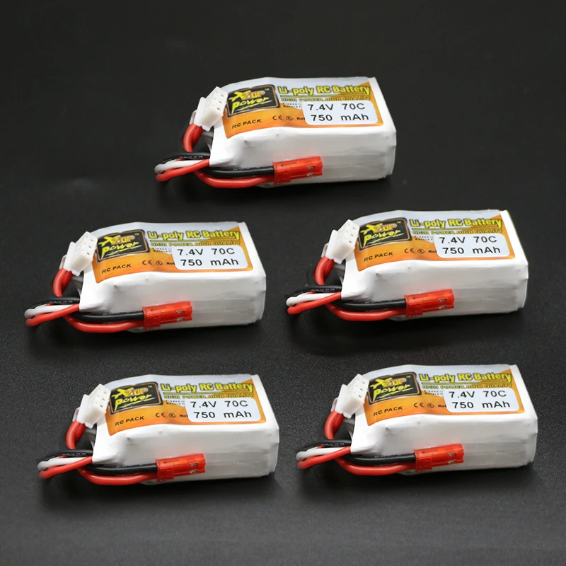 5 шт ZOP Мощность lipo Батарея 7.4 В 750 mAh 70c 2 S JST Разъем для RC Quadcopter Drone вертолет