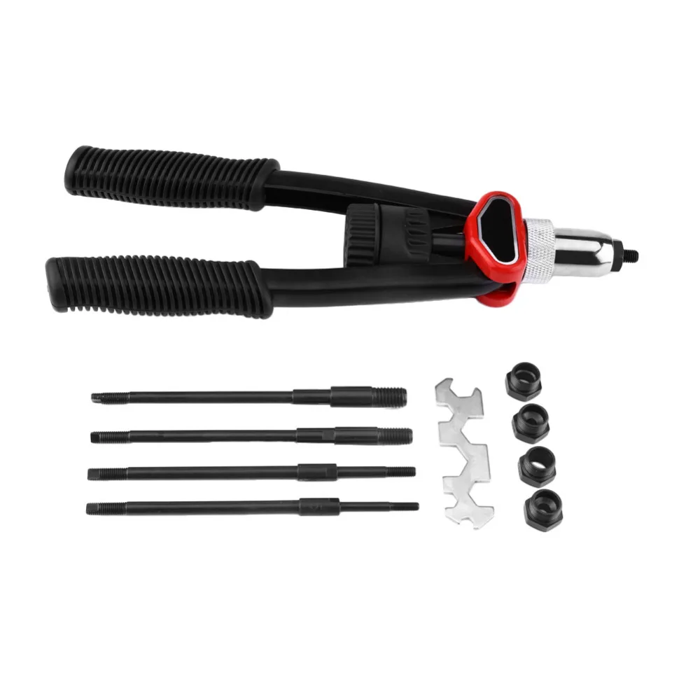 

33cm Hand Riveter Rivet Nut Gun Riveting Tools with Nosepieces 5mm 6mm 8mm 10mm 12mm