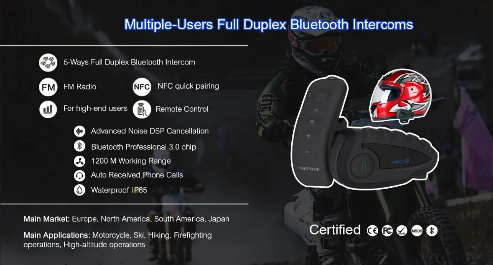 2 шт EJEAS E6 Multifunctio мотоцикл домофон VOX BT гарнитура шлем домофон Bluetooth домофон для 6 гонщиков 1200 м коммуника