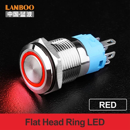 Red Light Ring LANBOO 16 мм led buttonswitch прямые продажи с фабрики, кнопочный переключатель производство - Цвет: Red Light Ring