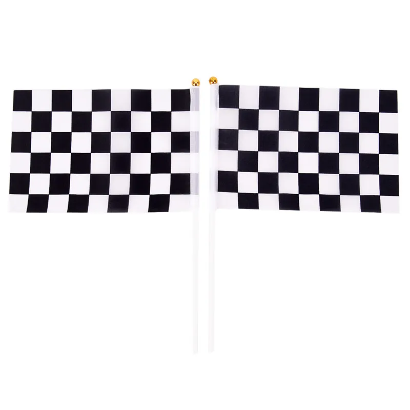 High Quality And Inexpensive 5 Pcs/Lot Black and White Chequered F1 Racing Flag Checkered Flag Hand Signal Flags images - 6