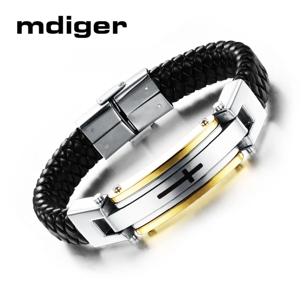 Mdiger смешанный 2 шт/партия черный плетеный кожаный браслет для мужчин браслеты с