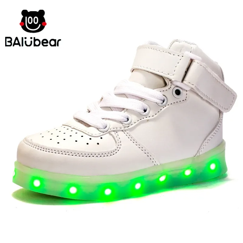 2017 new Slippers Led Kids Lighting Up Shoes Girls Boys Children with Light USB Luminous Sneakers Glowing White | Детская одежда и