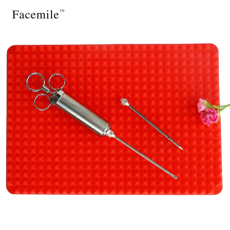 Силиконовый коврик + инжектор для маринада пищевой из нержавеющей стали приправ