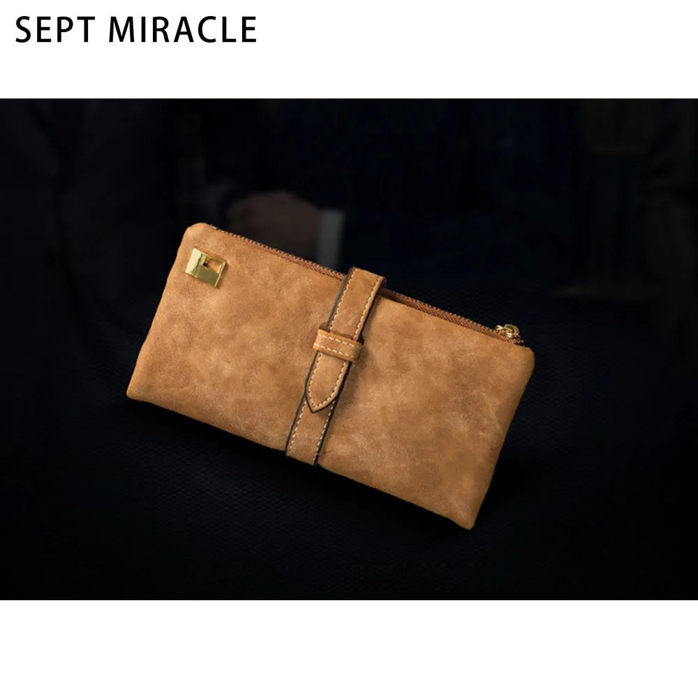 Sept чудо Для женщин длинные Женские Кошельки Drawstring нубук клатч кредитные карты
