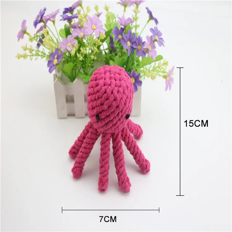 octopus Игрушки-веревки для собак, дизайн животных, двойной узел, хлопковая веревка для собак, прочные жевательные игрушки, обучающие игрушки для прорезывания зубов для маленьких и средних щенков - Цвет: octopus