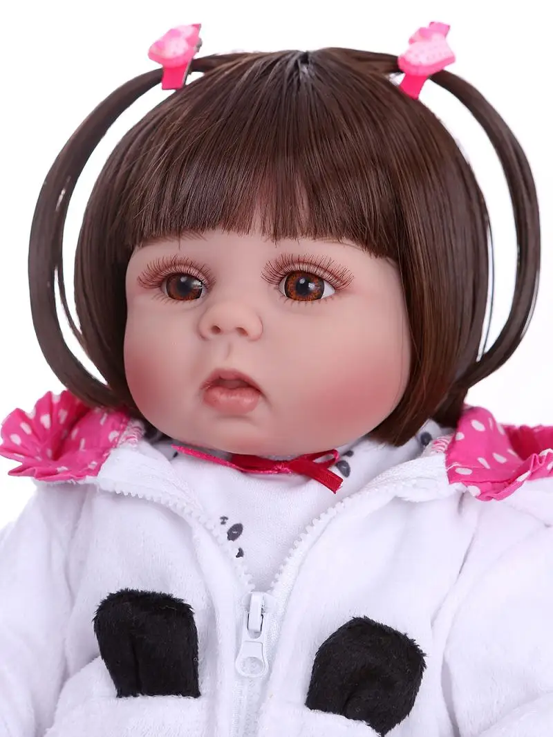 Силиконовые куклы Reborn Baby girl одежда с пандой 48 см виниловые Реалистичная игрушка
