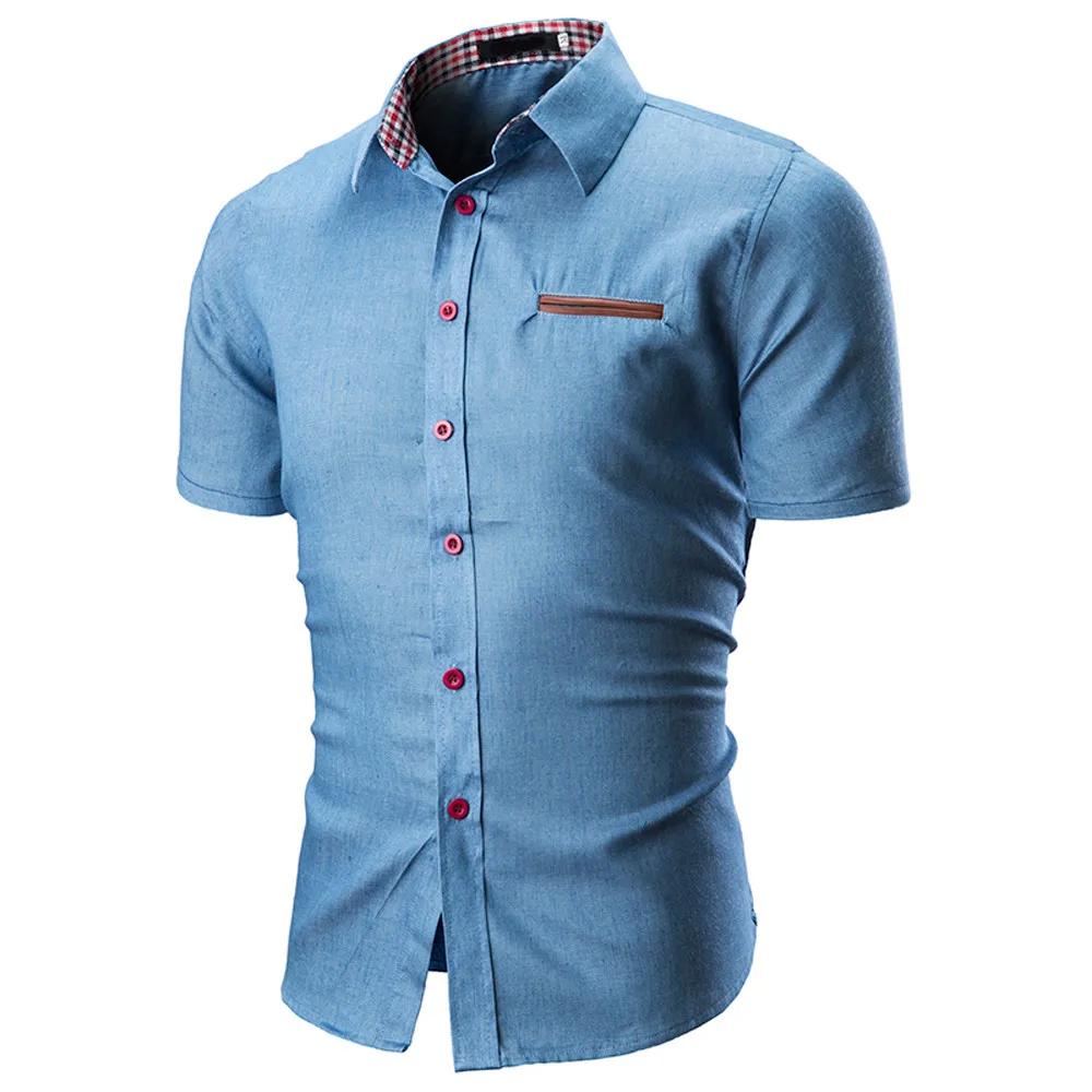 Muqgew 2020 Модная Джинсовая рубашка мужская приталенная Camisa Masculina модная однотонная