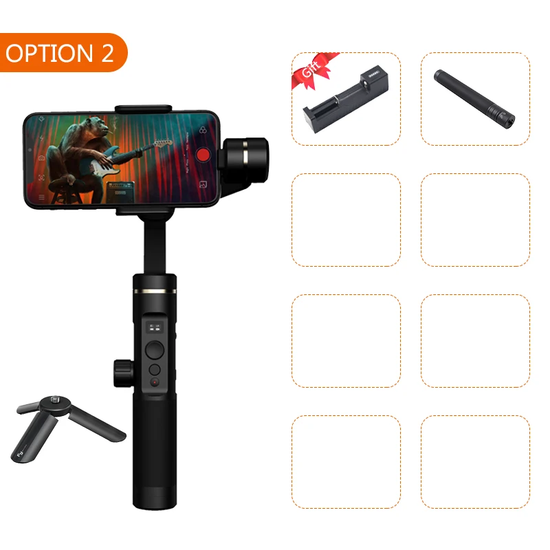 Feiyutech SPG 2 смартфон ручной 3 оси gimbal стабилизатор для Iphone XS Sumsung Gopro Steadicam PK ZHIYUN Smooth 4 DJI OSMO 2 - Цвет: w charger pole