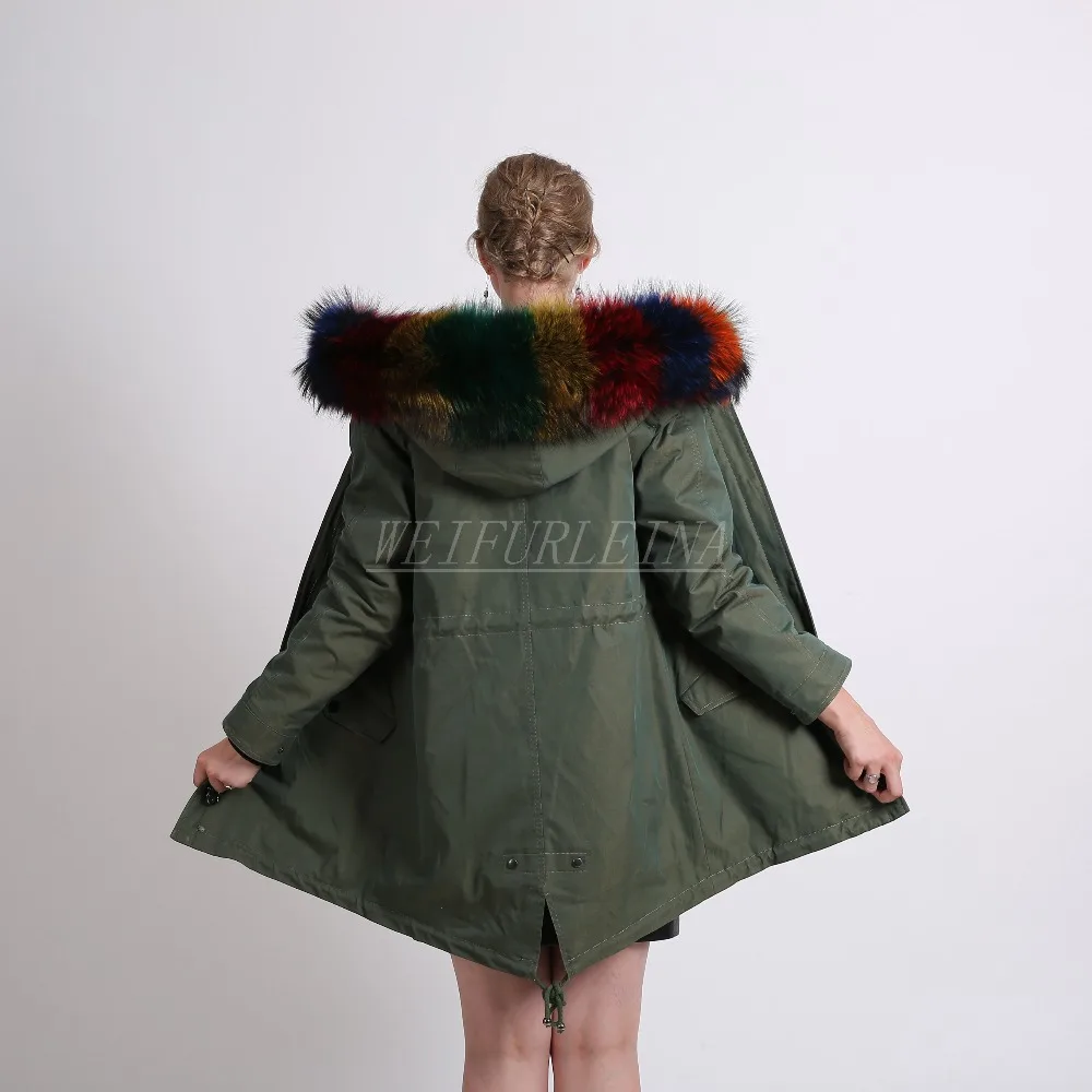 Women Natural Raccoon Dog Fur Jacket Parkas Winter Warm Thick Genuine Coat Long Waistcoat Female Fluffy Coats | Женская одежда