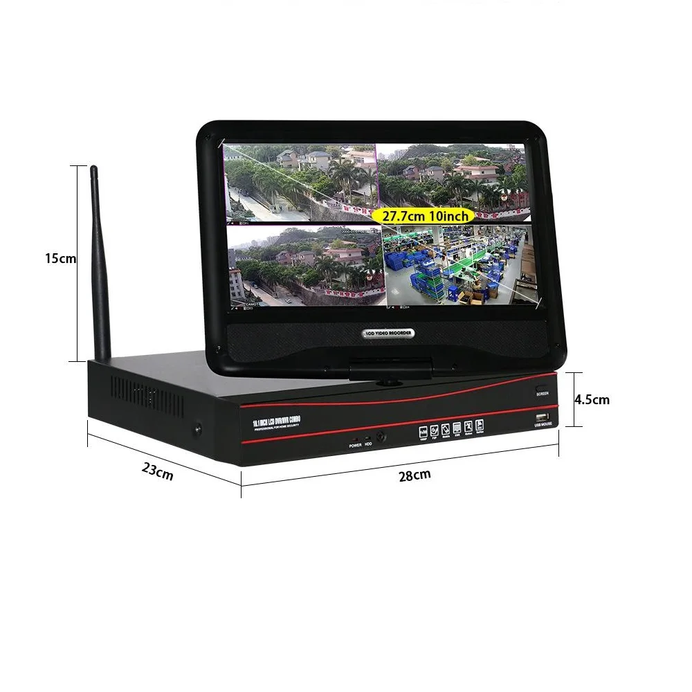 4CH 1080 P 10 дюймов Displayer Беспроводная система видеонаблюдения NVR IP камера IR CUT Пуля CCTV