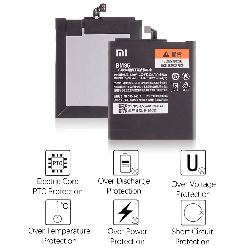 Оригинал Аккумулятор для XIAOMI Mi 4C Mi4C BM35 3080mAh запасные части|Аккумуляторы для