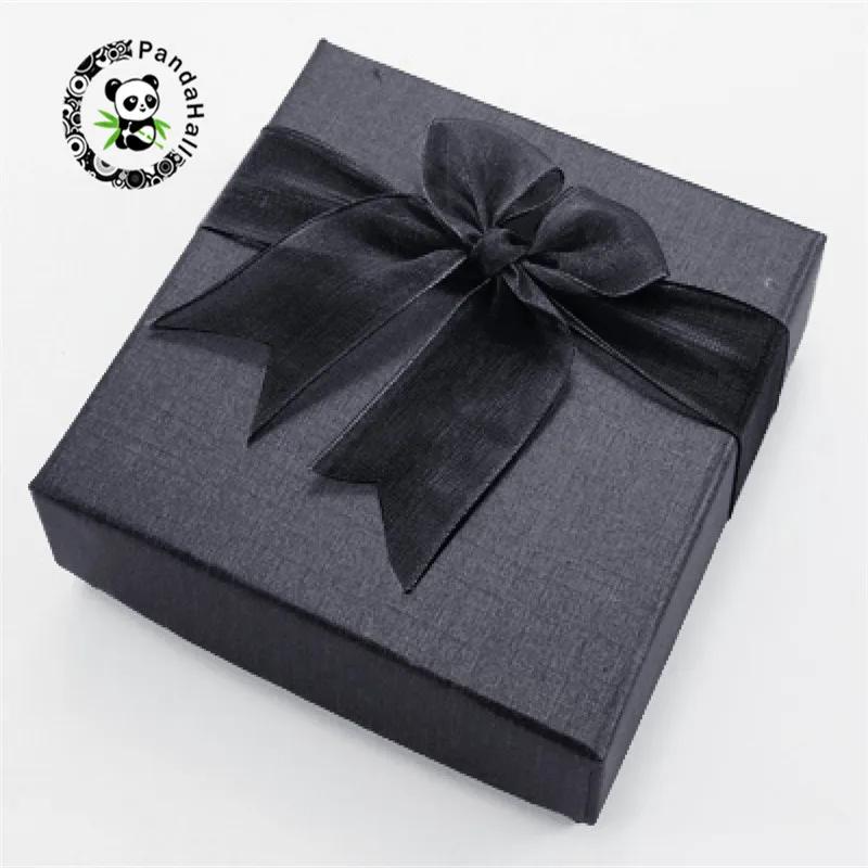05 Black Pandahall 72 шт. квадратный бант органза лента картонный браслет подарочные коробки для ювелирных изделий упаковка и дисплей 9x9x2,7 см - Цвет: 05 Black