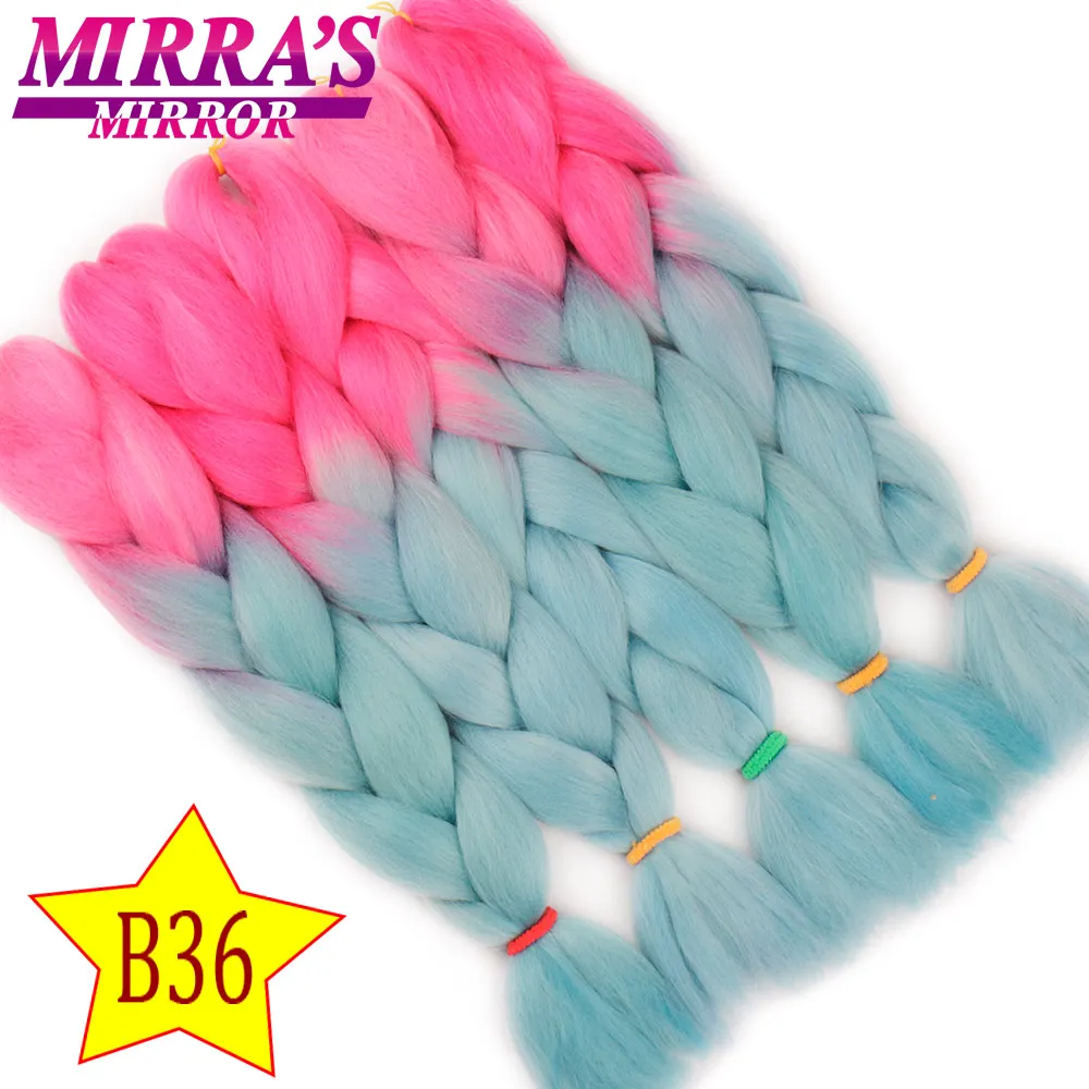 Mirra’s Mirror 5pcs Jumbo Braid Hair Crochet Braids Synthetic Hair Ombre Braiding Hair Extensions Three Tone 24inches - Цвет: B36