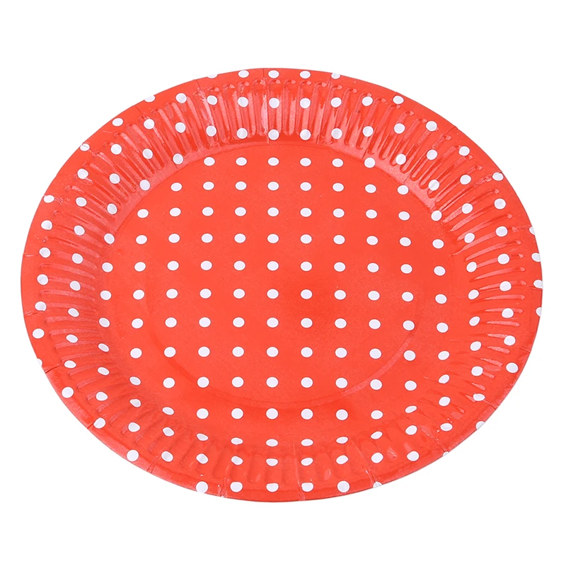 10 штук упак. Одноразовые Круглые бумажные тарелки в горошек посуда для свадьбы