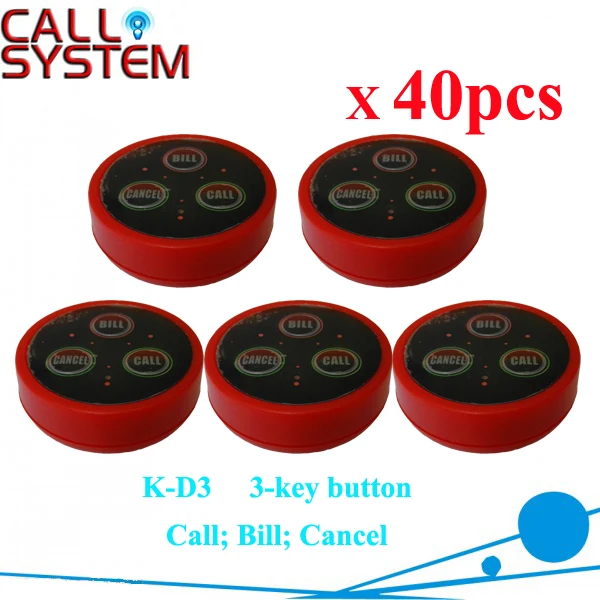 

Ресторан buzzer paging система 40 шт 3-клавишный звонок (звонок; счет; отмена) Беспроводное оборудование питания