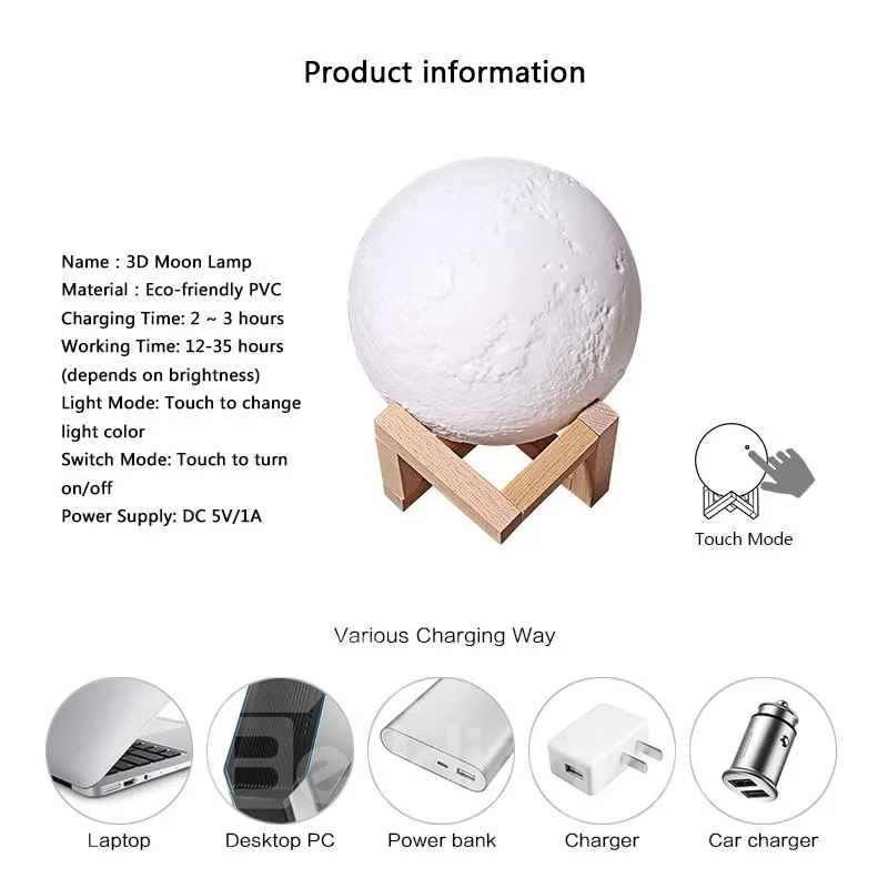 Новое поступление фото индивидуальный 3D принт луна лампа изменение цвета лунный