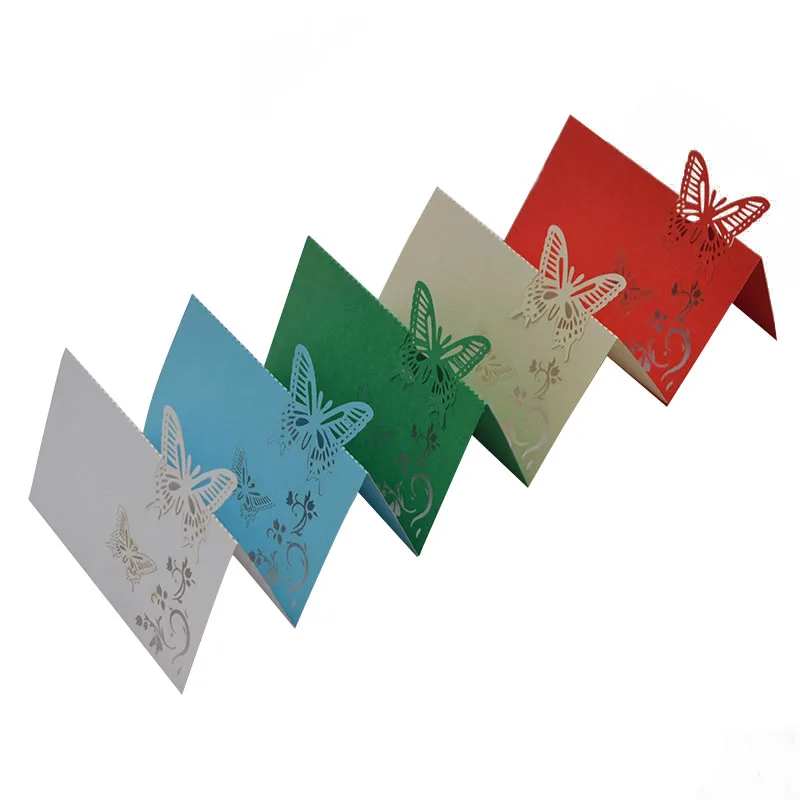 50 шт. бабочка Лазерная резка День рождения стол Имя Место открытки приглашения на