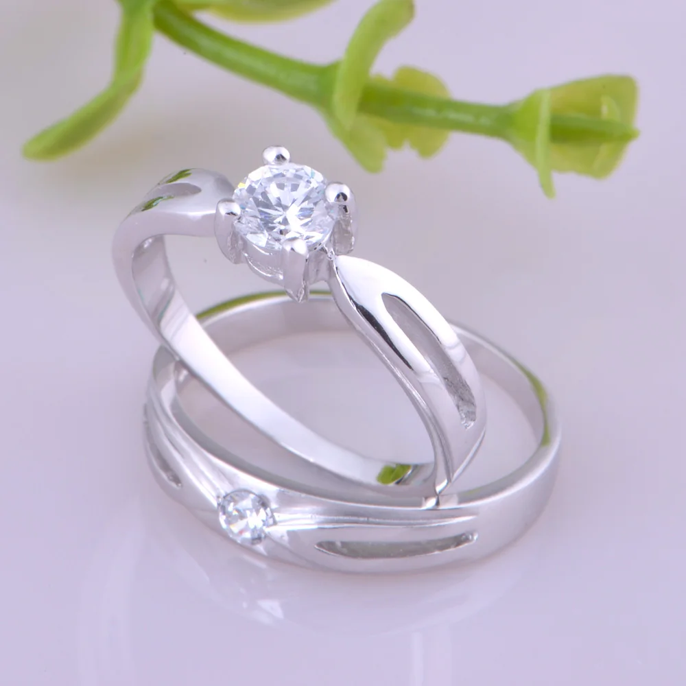 Romantic Couple Rings CZ Nice Exquisite Wedding Anniversary For Lovers Plated Gold Jewelry J041 | Украшения и аксессуары