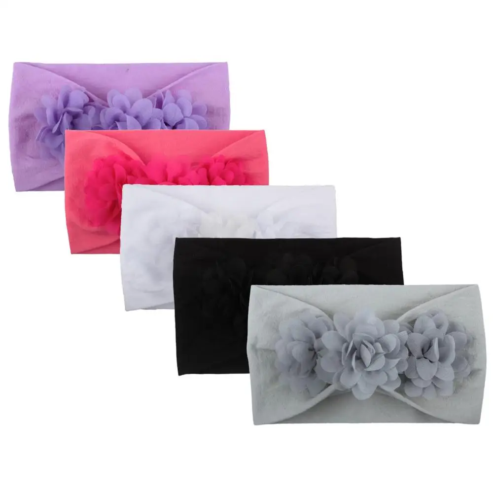 NEW 5pcs/lot Cute Kid Baby Girls Headband Baby Toddler Turban Solid Flower Hair Band bandeau bebe Accessorie