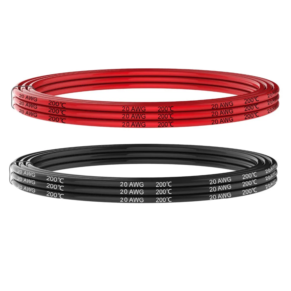 20 Gauge 0.52mm2 Silicone Electrica Wire Hook Up wire Cable 6 Meter [3m Black And 3m Red] - Soft and Flexible Tinned copper