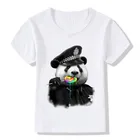 Забавные детские футболки с изображением полицейской панды, летние топы для девочек и мальчиков, футболка с коротким рукавом, одежда для малышей с животными, ooo2103, 2019