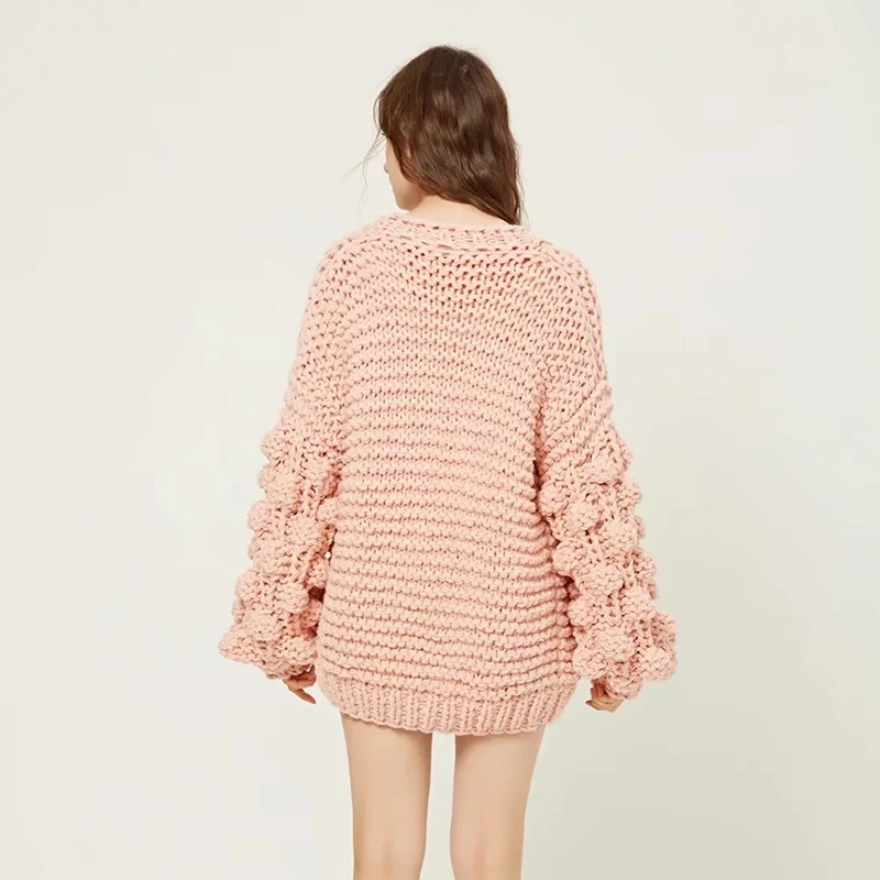 Lazy Chunkly Knit Cardigan Sweater Coat 2018 Autumn Winter Women Loosey Big Baggy Thick Warm Outerwear Ladies Sweat |