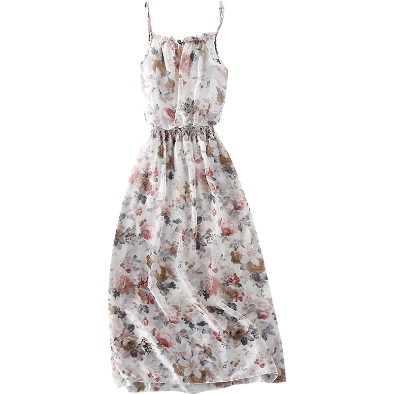 FTLZZ Новое Женское шифоновое платье с цветочным принтом летнее богемное пляжное