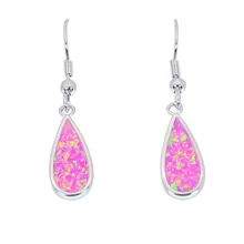 Женские серьги из серебра 925 пробы с розовым огненным опалом|opal