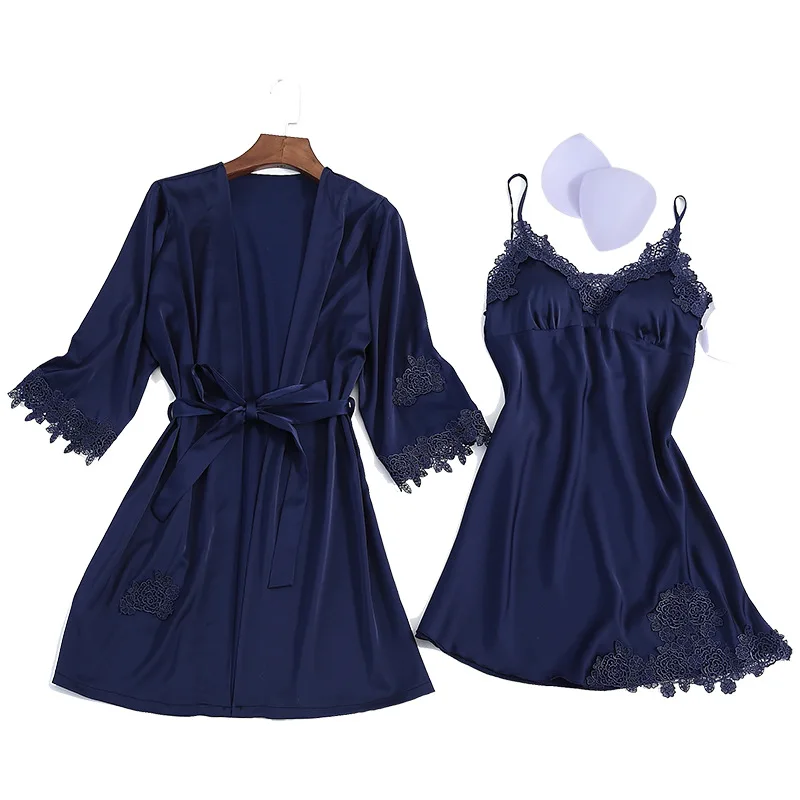 Женский комплект из 2 предметов элегантная мягкая ночная рубашка и халат