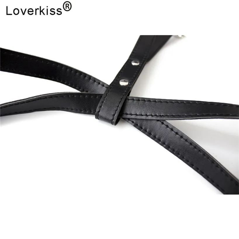 Бюстгальтер Loverkiss с открытым бюстом завязывается на шею манжеты БДСМ секс-игры