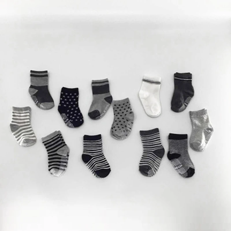 KiDaDndy/Новые летние дышащие носки для малышей хлопковые нейтральные носки-башмачки детские носки с захватами, 12 пар, LXM160