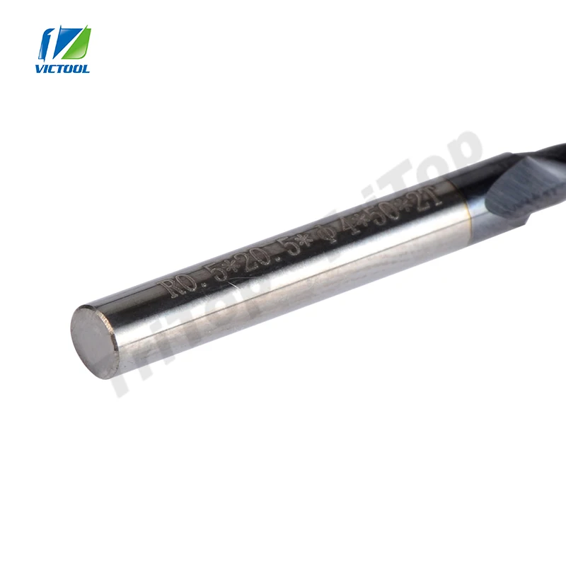 5 шт./лот R0.5 * D4 20 50L 2F HRC55 длинная Флейта с карбидом вольфрама коническая конусная