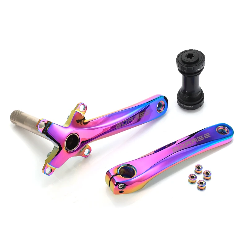 Crankset BOARSE с вакуумным покрытием велосипедная кривошипная цепь 104BCD mtb шатун 170 мм горный велосипед узкая широкая цепь титанирование - Цвет: Crankset