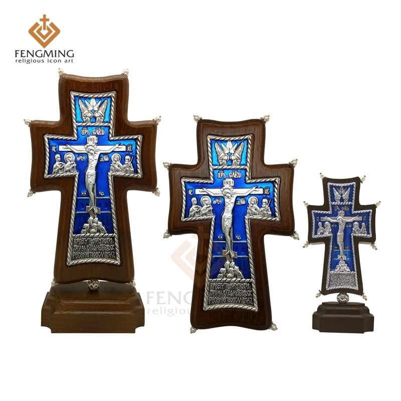 Горячая Распродажа, ортодоксальный крест, христианское металлическое распятие на дубе, религиозная икона, подарок на крестины, русские художественные