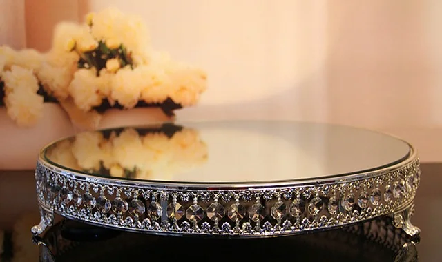 18 дюймовые хрустальные бусины подставка для торта Посеребренная зеркальная